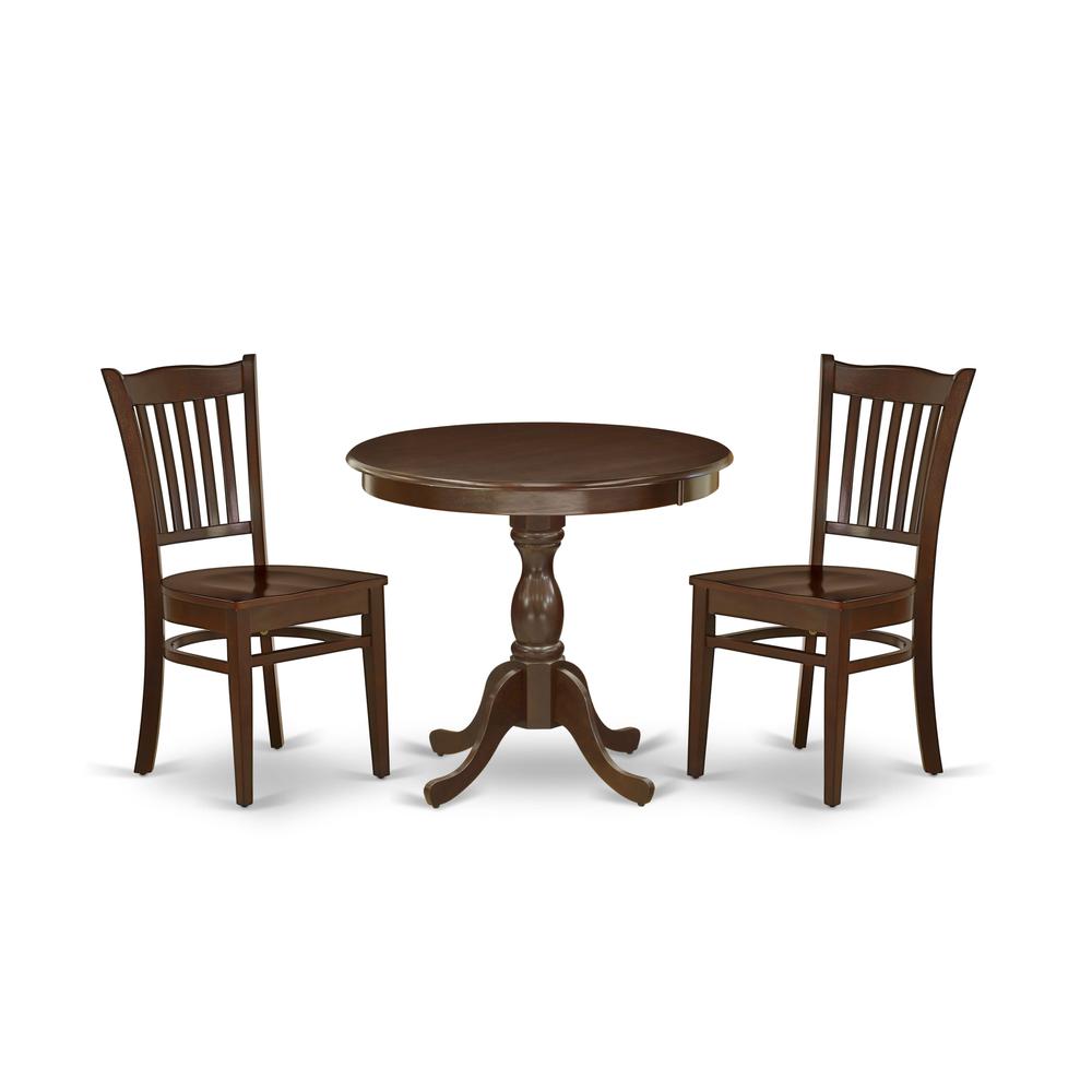 AMGR3-MAH-W 3 Piece Dining Room Table Set - 1 Dining Table and 2 Mahogany Dining Chairs - Mahogany Finish. Picture 2