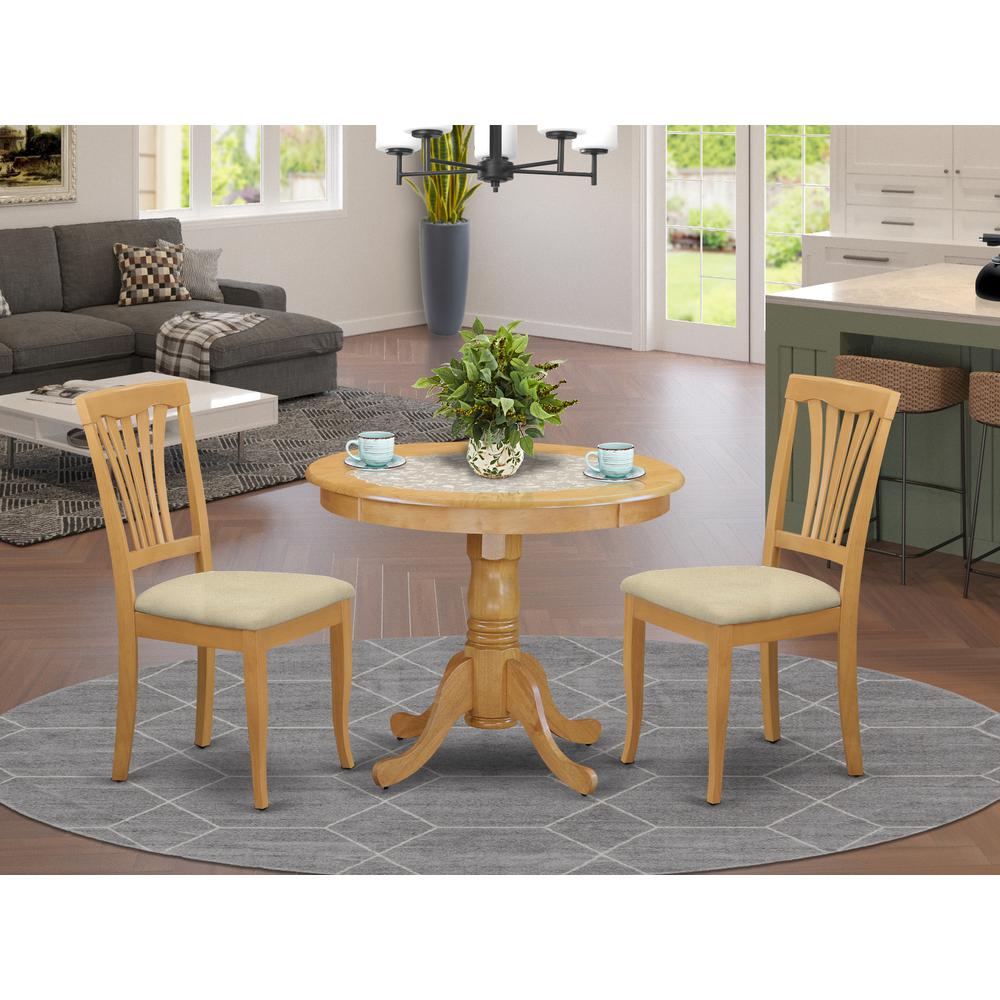 ANAV3-OAK-C 3 Pc Dining room set - Kitchen dinette Table and 2 Kitchen Dining Chairs. Picture 2