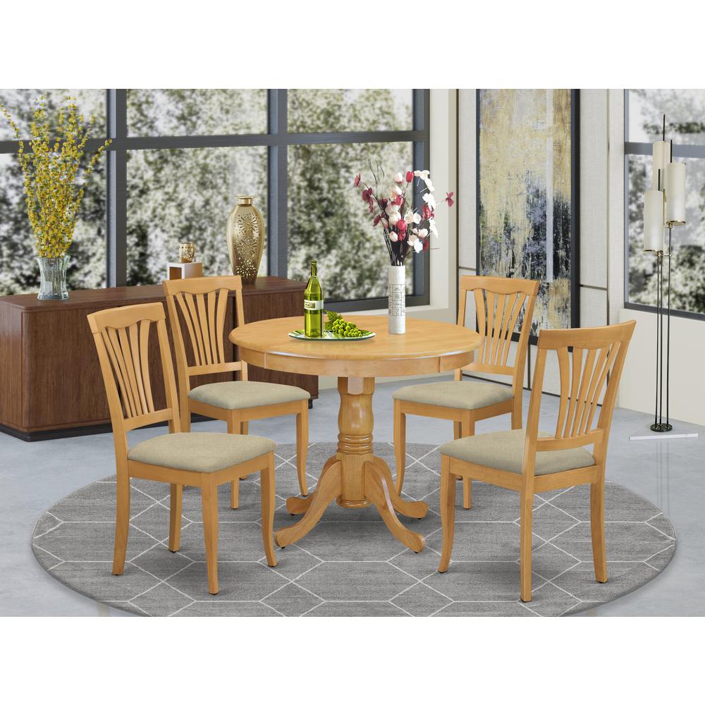 ANAV5-OAK-C 5 Pc Dinette Table set - Kitchen dinette Table and 4 Kitchen Chairs. Picture 2