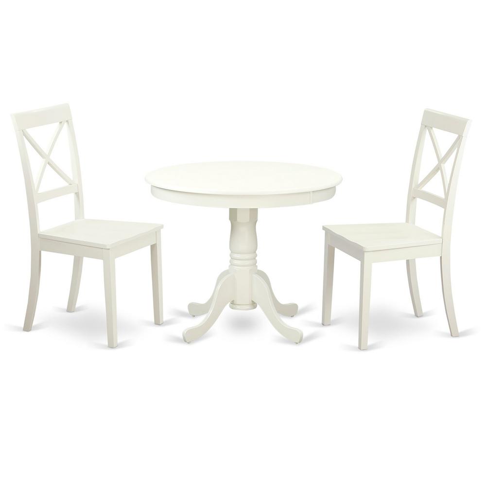 3  Pc  set-Table  and  2  Wood  Kitchen  Chairs  in  Linen  White  .. Picture 2