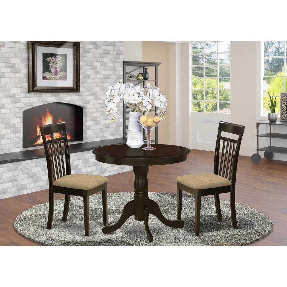 ANCA3-CAP-C 3 Pc small Kitchen Table set-breakfast nook plus 2 dinette Chairs. Picture 2