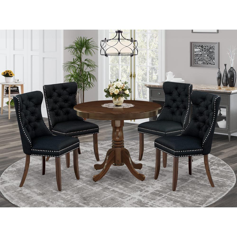 5 Piece Dining Table Set Consists of a Round Kitchen Table with Pedestal. Picture 7