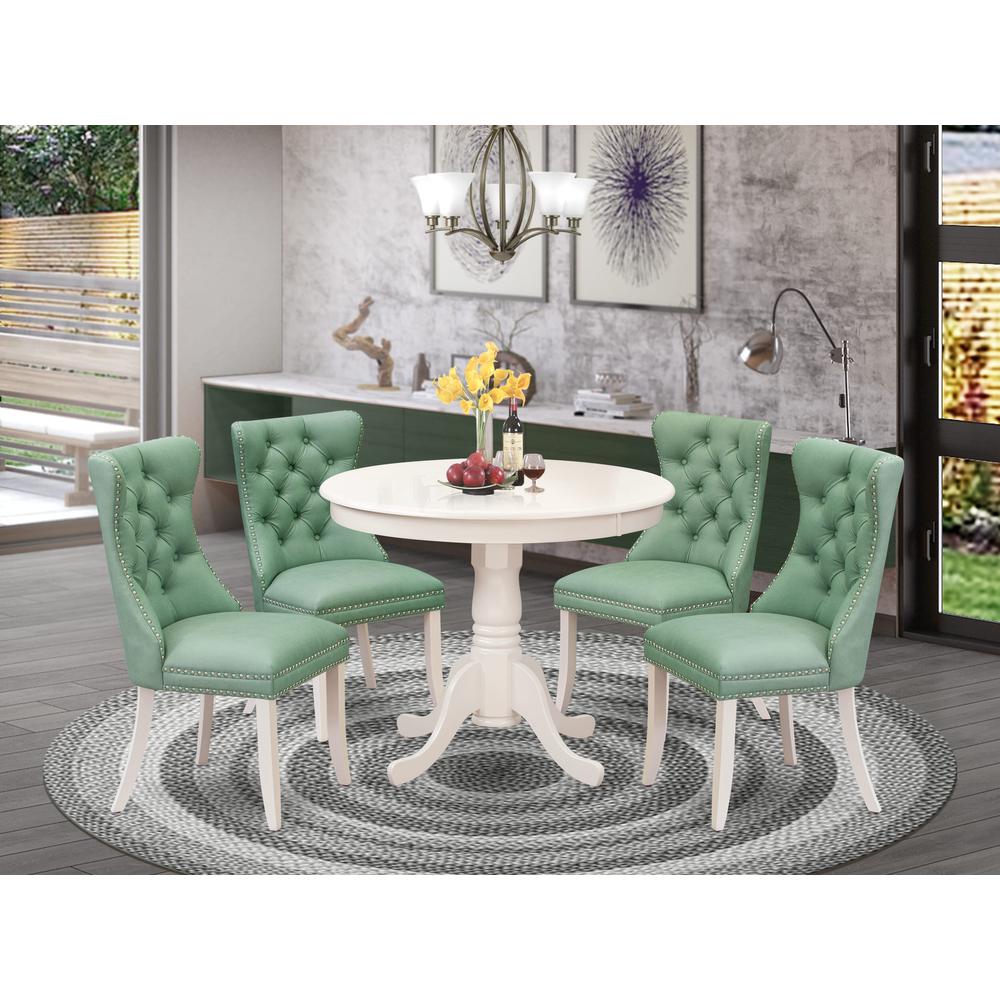 5 Piece Dining Set Contains a Round Kitchen Table with Pedestal. Picture 7