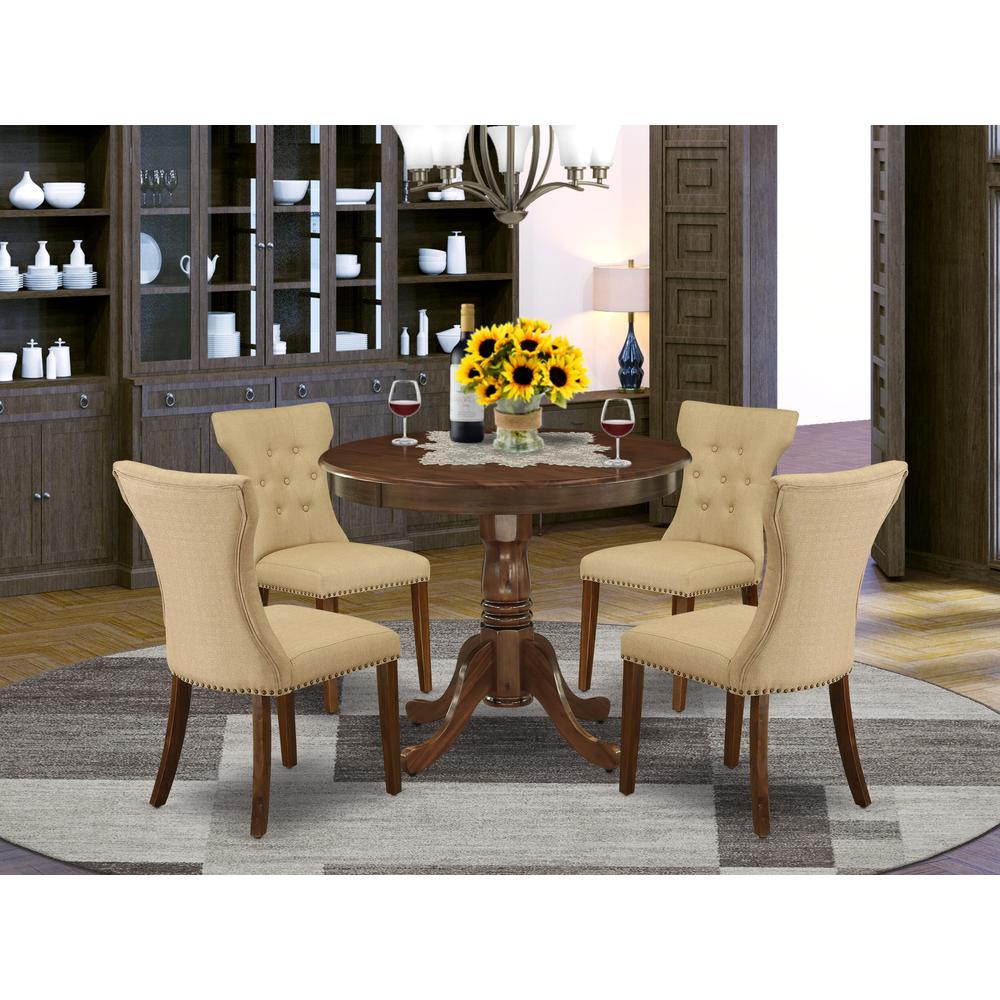 5 Pc Dining Table Set Consist of a Round Table and 4 Parson Chairs. Picture 7