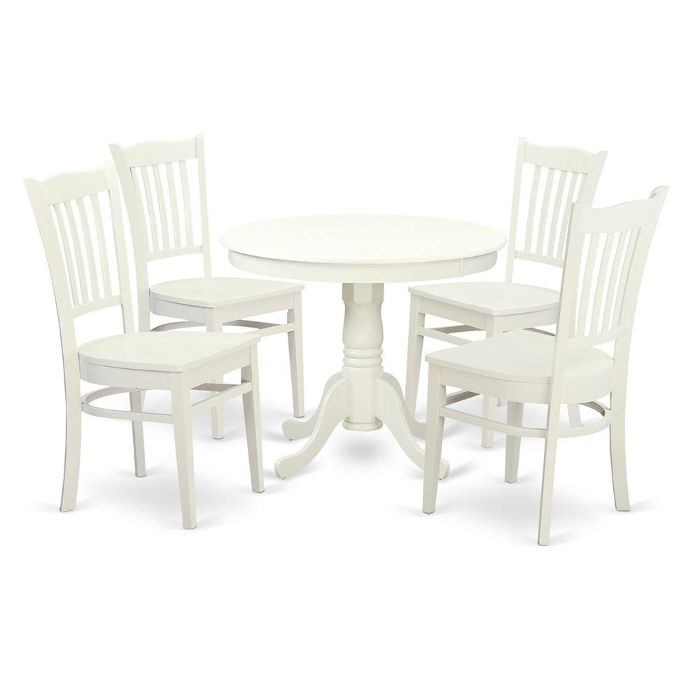 5  Pc  set  with  a  Kitchen  Table  and  4  Wood  Kitchen  Chairs  in  Linen  White.. Picture 2