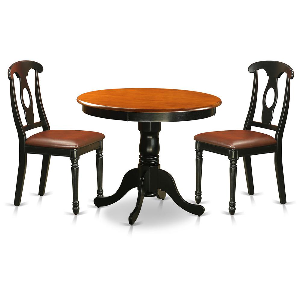 Black  3  Pc  Dining  room  setwith  2  Leather  Chairs. Picture 2