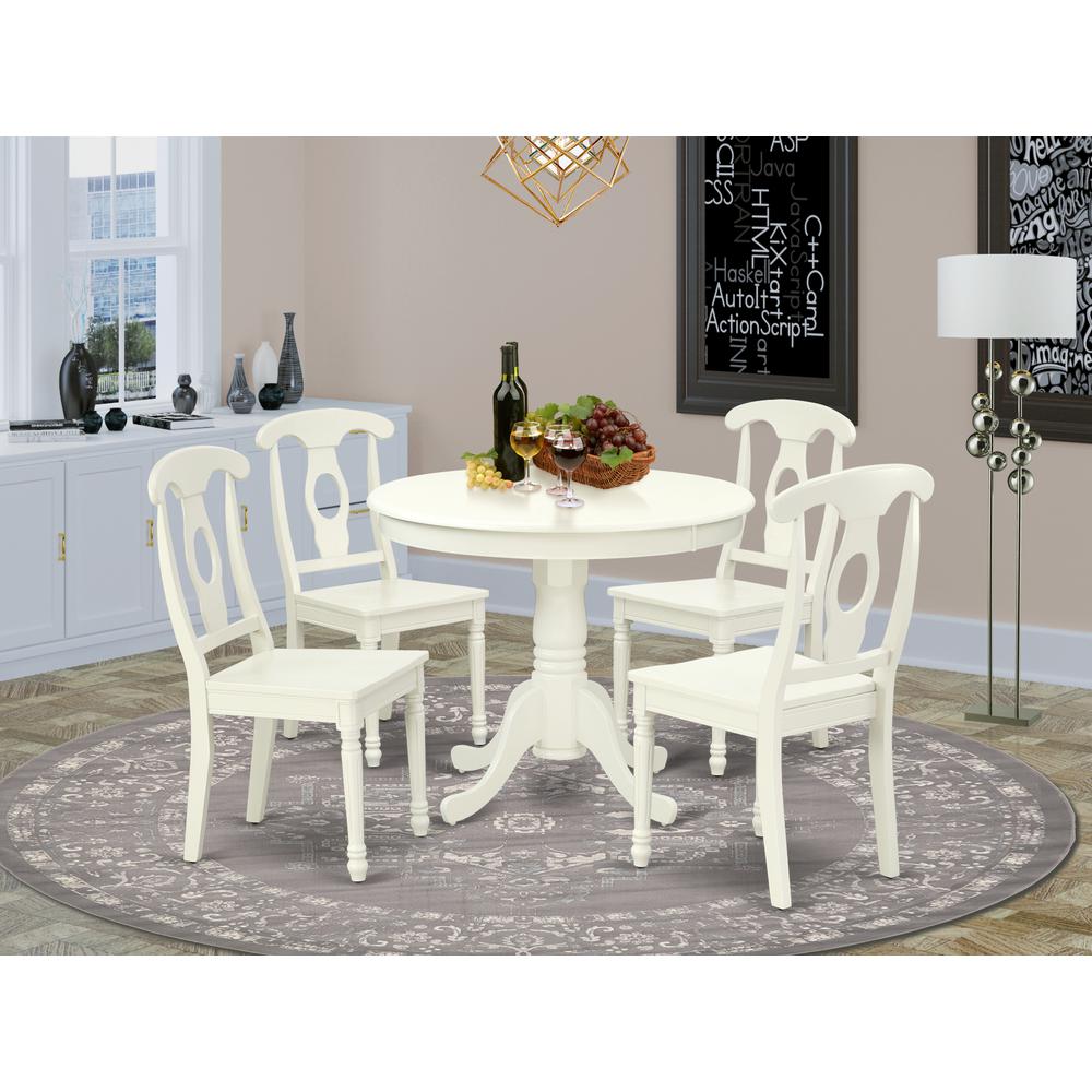 Dining Room Set Linen White, ANKE5-LWH-W. Picture 2