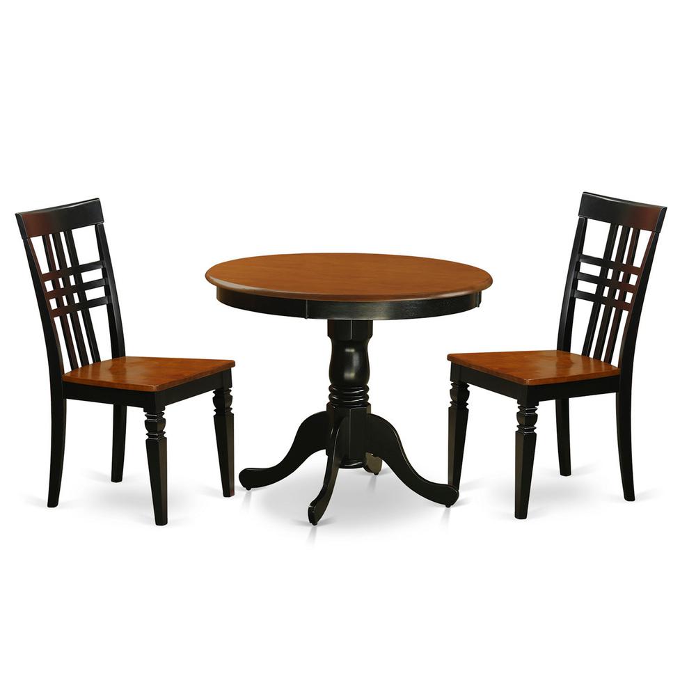 3  Pc  Kitchen  Table  set  with  a  Table  and  2  Dining  Chairs  in  Black  and  Cherry. Picture 2