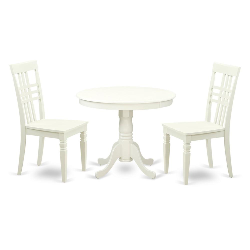 3  Pc  set  with  a  Kitchen  Table  and  2  Wood  Kitchen  Chairs  Having  Linen  White  .. Picture 2