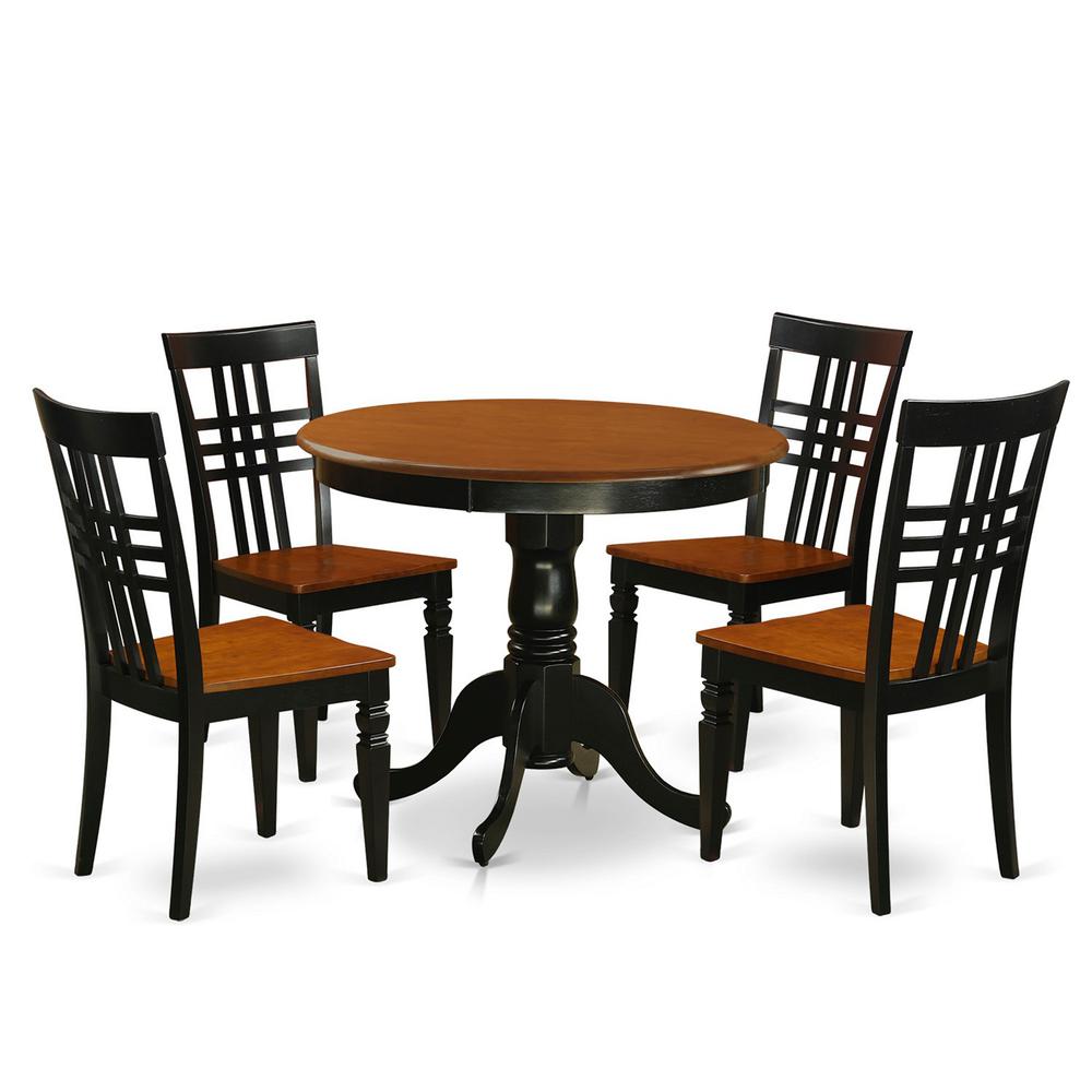 5  Pc  Dining  room  set  with  a  Table  and  4  Dining  Chairs  in  Black  and  Cherry. Picture 2