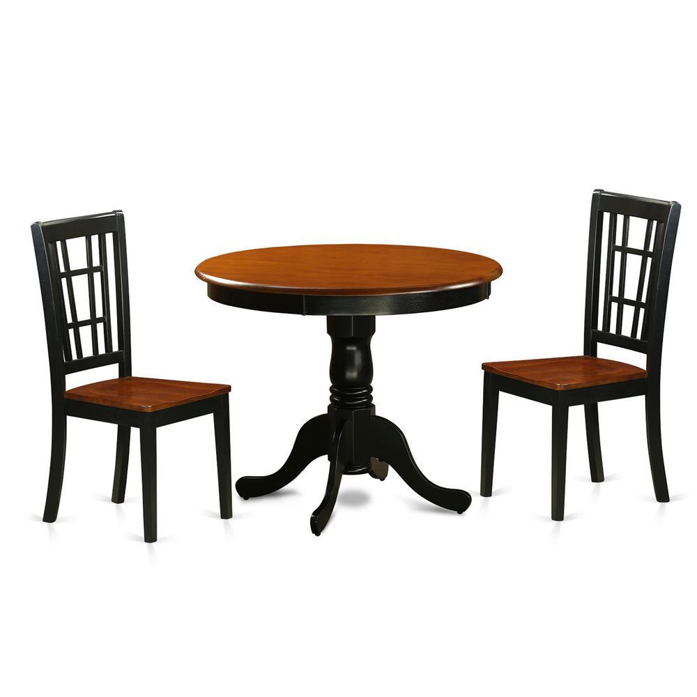 3  PC  Dining  Table  with  2  Wood  Chairs  in  Black  and  Cherry. Picture 2