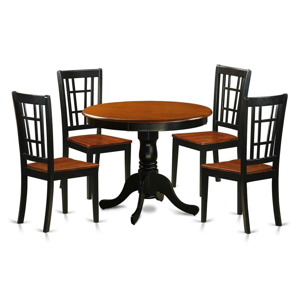 5  Pc  Dining  Table  with  4  Wood  Chairs  in  Black  and  Cherry. Picture 2