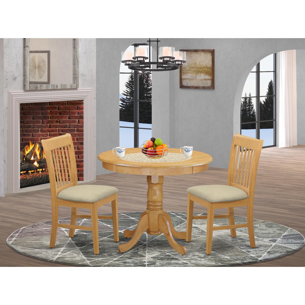 ANNO3-OAK-C 3 Pc Table and chair set - Kitchen Table and 2 Dining Chairs. Picture 2