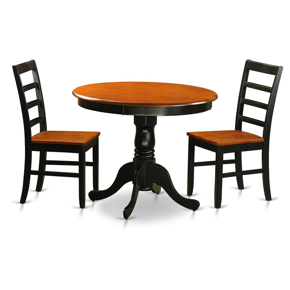 Dining  furniture  set  -  3  Pcs  with  2  Wooden  Chairs  in  Black  and  Cherry. Picture 2