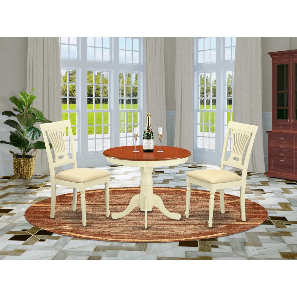 ANPL3-WHI-C 3 Pc Kitchen nook Dining set-round Table plus 2 Chairs for Dining room. Picture 2