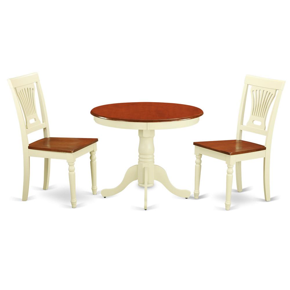 3  PC  Kitchen  nook  Dining  set-round  Table  plus  2  Dining  Chairs. Picture 2