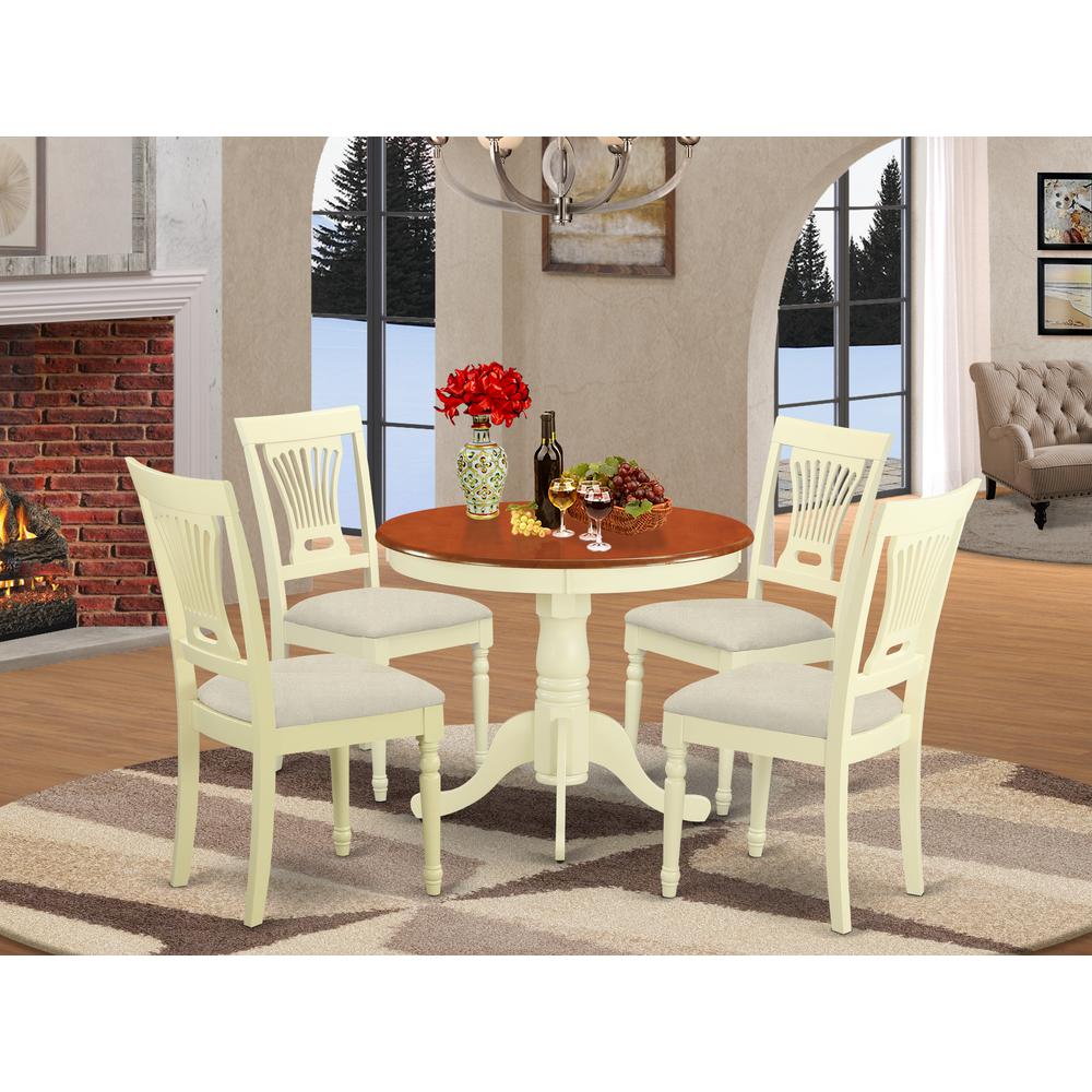 ANPL5-WHI-C 5 Pc Kitchen Table set-small Kitchen Table and 4 Chairs for Dining room. Picture 2