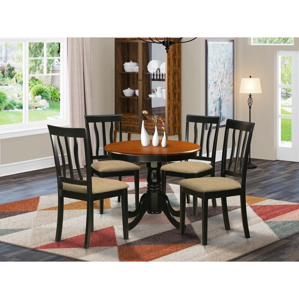 ANTI5-BLK-C 5 Pc Kitchen Table set-small Kitchen Table and 4 Kitchen Dining Chairs. Picture 2