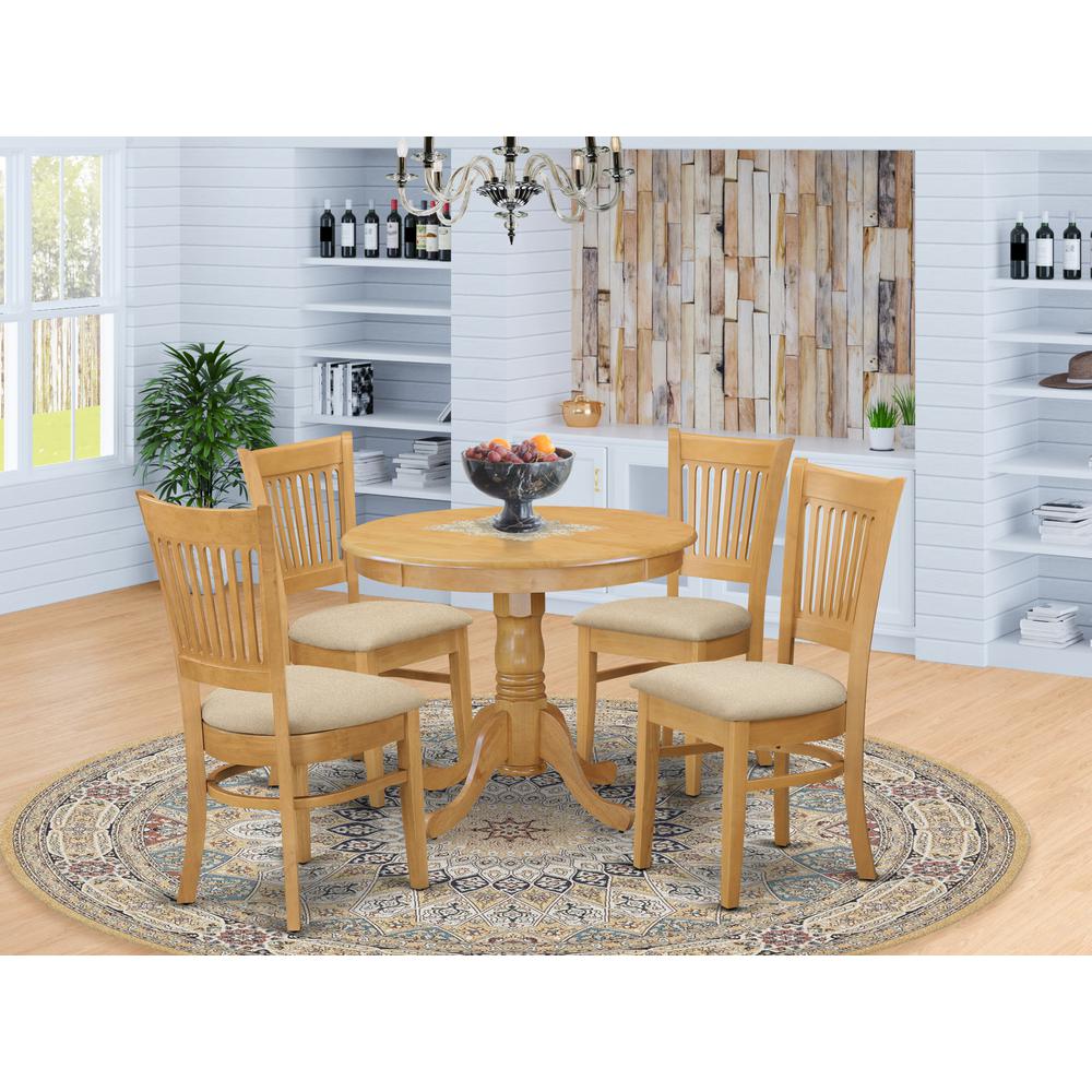 ANVA5-OAK-C 5 PC Dining room set - Dining Table and 4 Dining Chairs. Picture 2