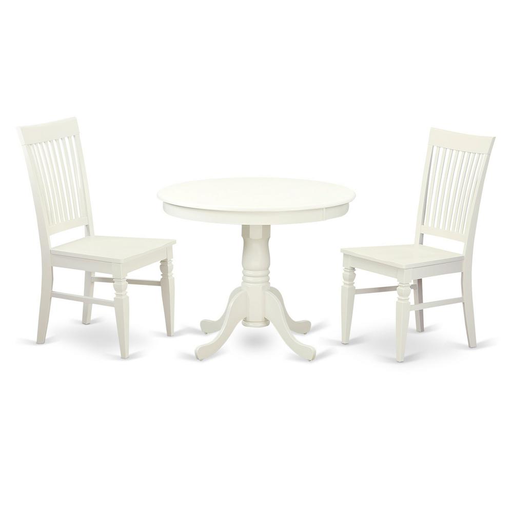 3  Pc  set  with  a  Table  and  2  Wood  Dinette  Chairs  in  Linen  White.. Picture 2