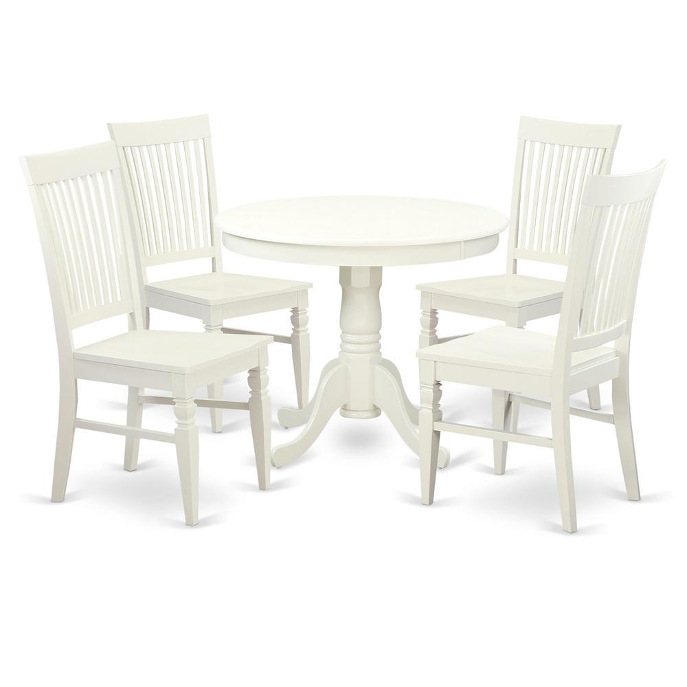 5  Pc  set  with  a  Table  and  4  Wood  Dinette  Chairs  in  Linen  White.. Picture 2