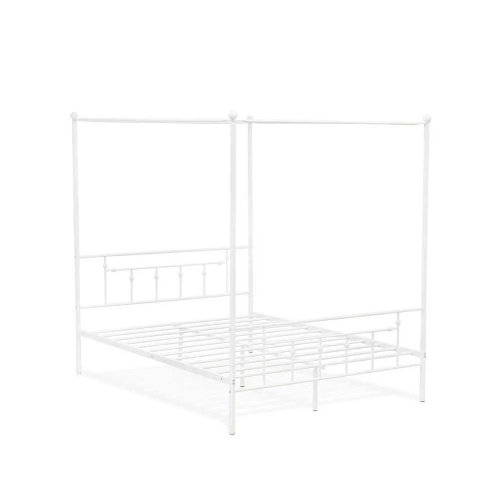 ATQCWHI Anniston Queen Bed with Luxurious Style Headboard and Footboard - Canopy Metal Frame in Powder Coating White. Picture 2