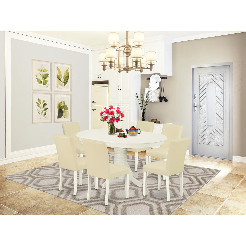 Dining Room Set Linen White, AVAB7-LWH-64. Picture 2