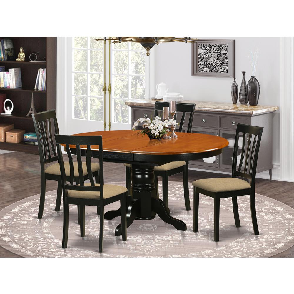 AVAT5-BLK-C 5 Pc Dining room set with 4 cusion chairs. Picture 2
