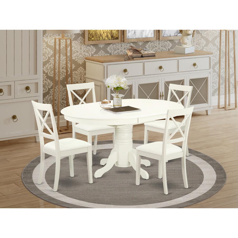 Dining Room Set Linen White, AVBO5-LWH-LC. Picture 2