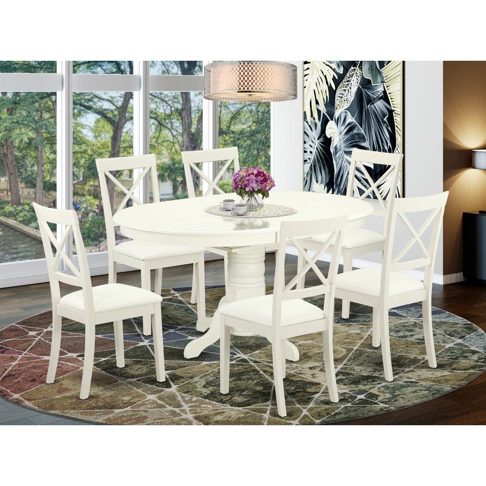 Dining Room Set Linen White, AVBO7-LWH-LC. Picture 2
