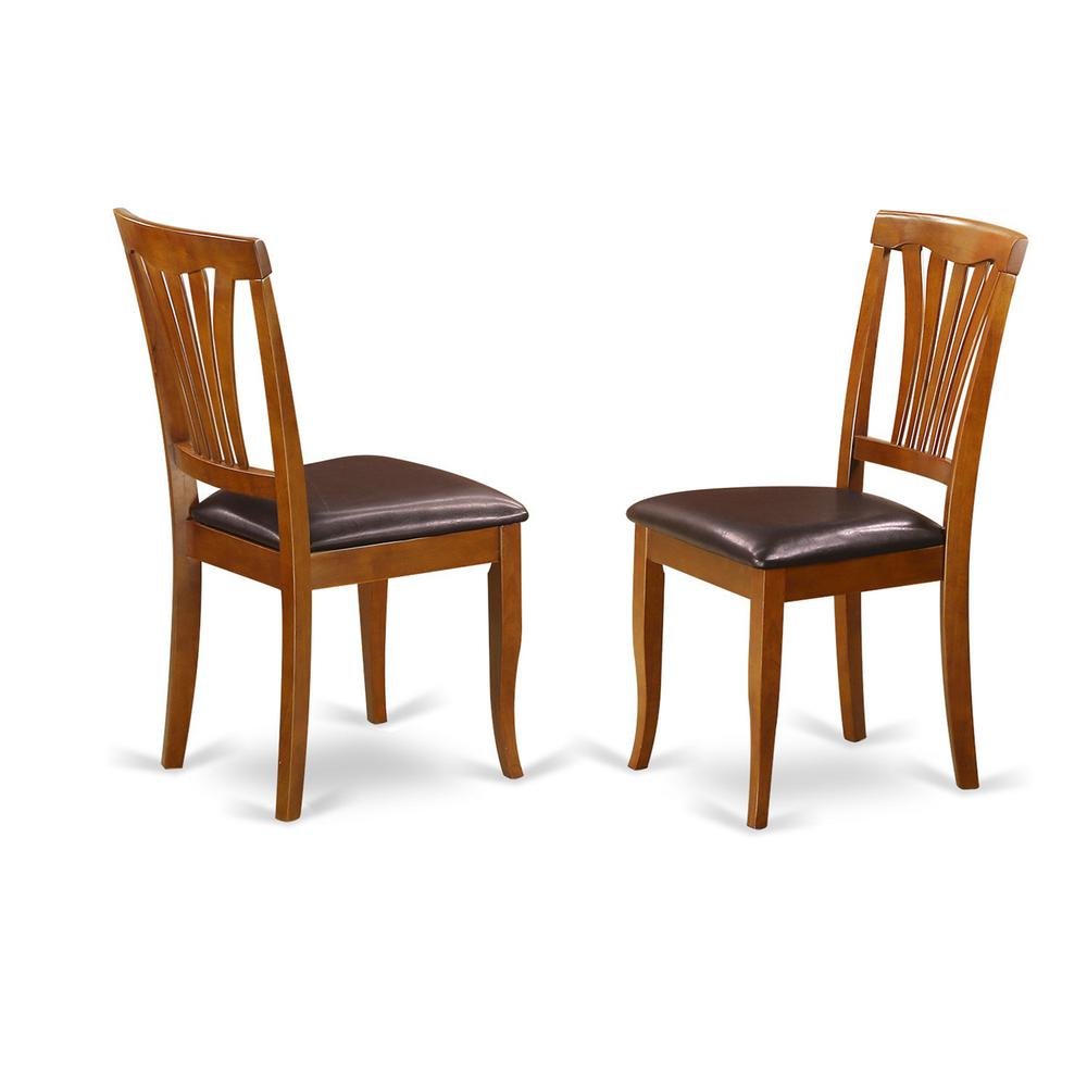 Avon  kitchen  dining  Chair  with  Faux  Leather  Seat  -  Saddle  Brow  Finish,  Set  of  2. Picture 2