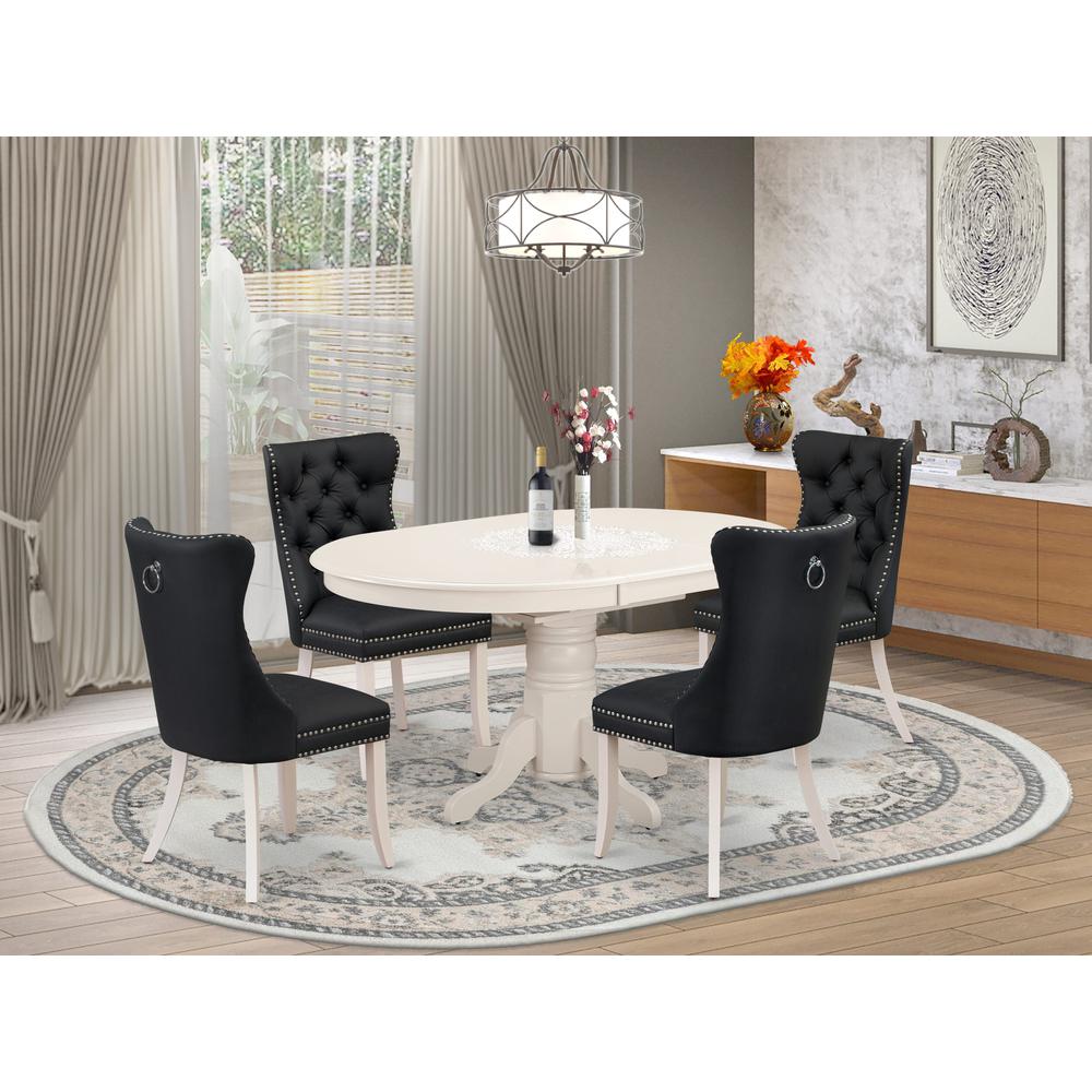 5 Piece Dining Set Consists of an Oval Dining Table with Butterfly Leaf. Picture 7