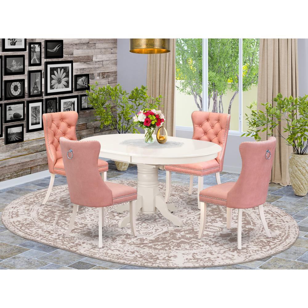 5 Piece Dining Table Set Contains an Oval Kitchen Table with Butterfly Leaf. Picture 7