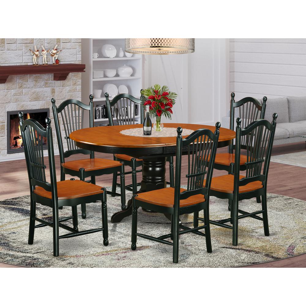 Dining Room Set Black & Cherry, AVDO7-BCH-W. Picture 2