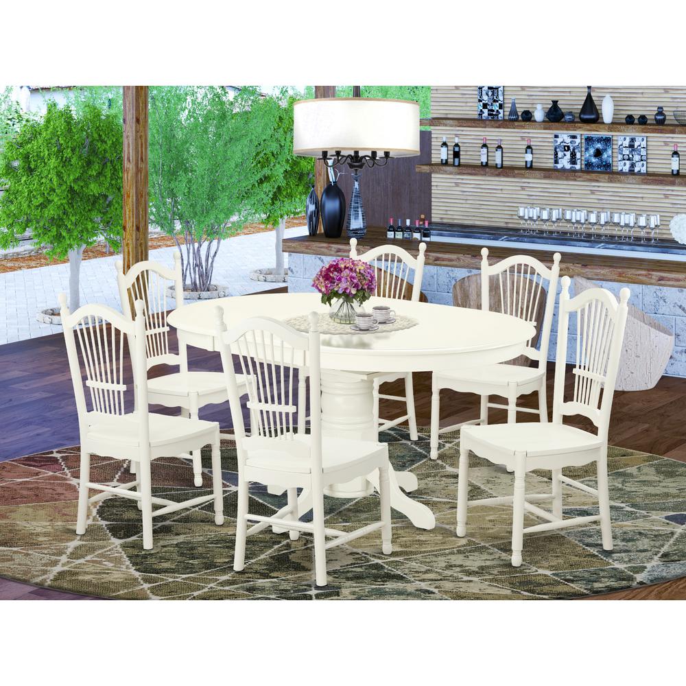 Dining Room Set Linen White, AVDO7-LWH-W. Picture 2
