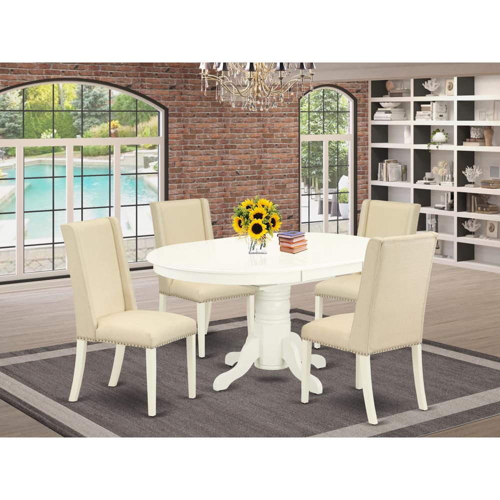 Dining Room Set Linen White, AVFL5-LWH-01. Picture 2