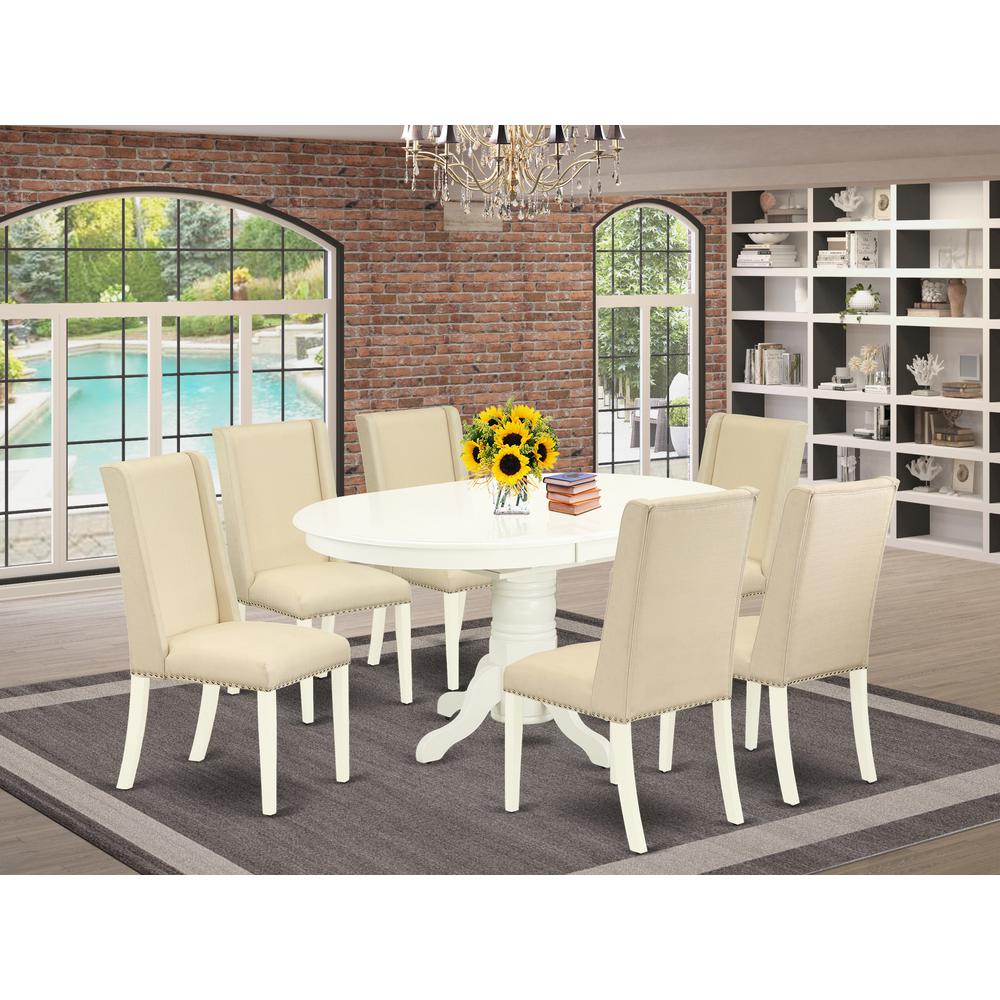 Dining Room Set Linen White, AVFL7-LWH-01. Picture 2