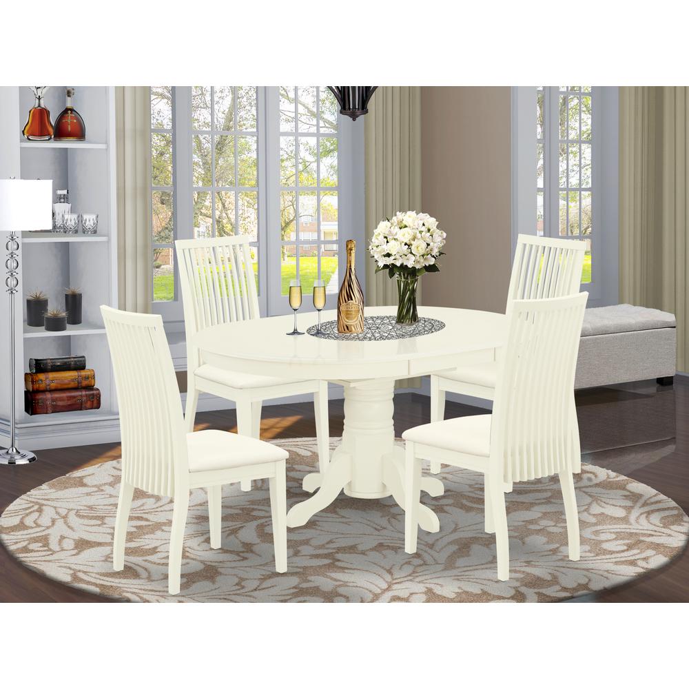 Dining Room Set Linen White, AVIP5-LWH-C. Picture 2