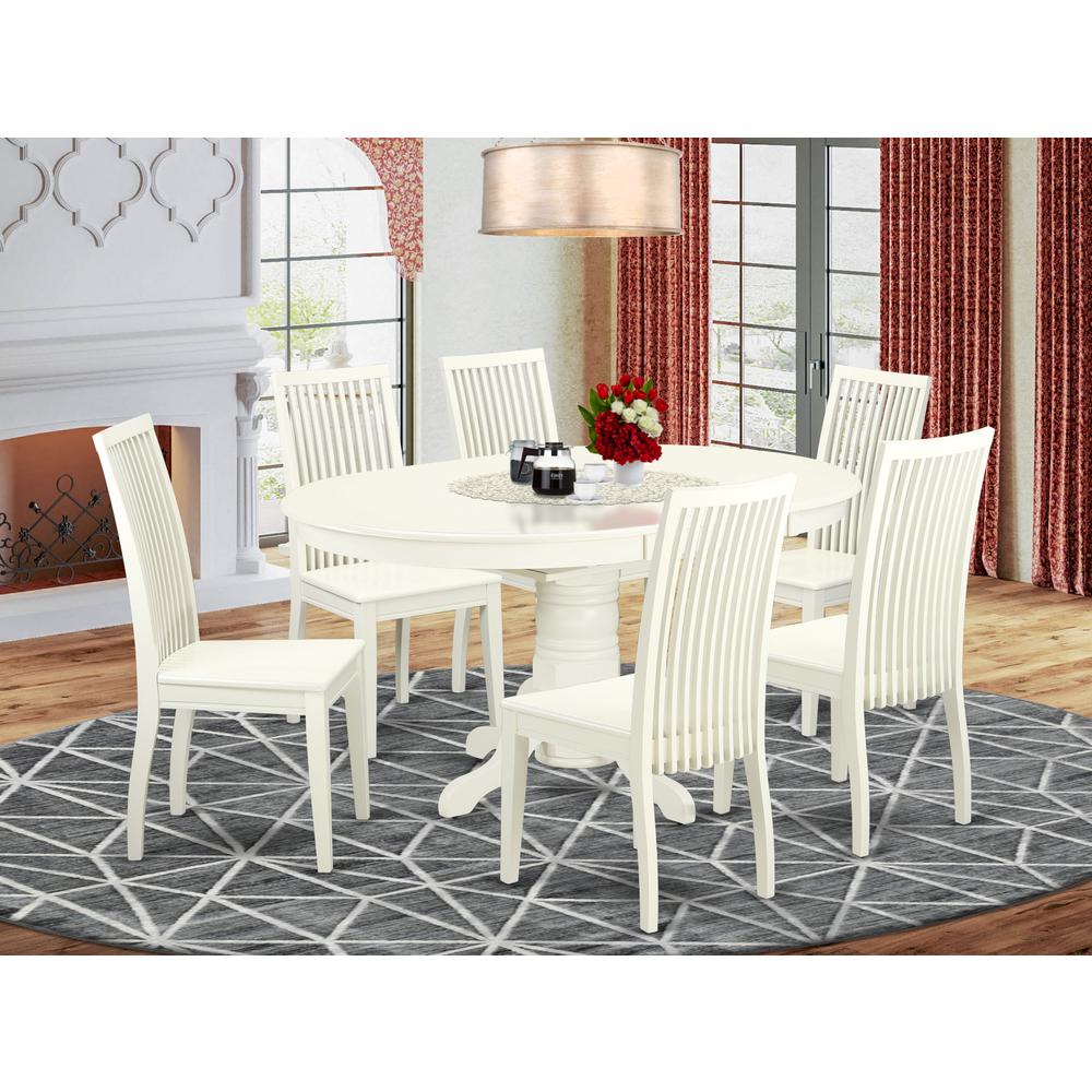 Dining Room Set Linen White, AVIP7-LWH-W. Picture 2