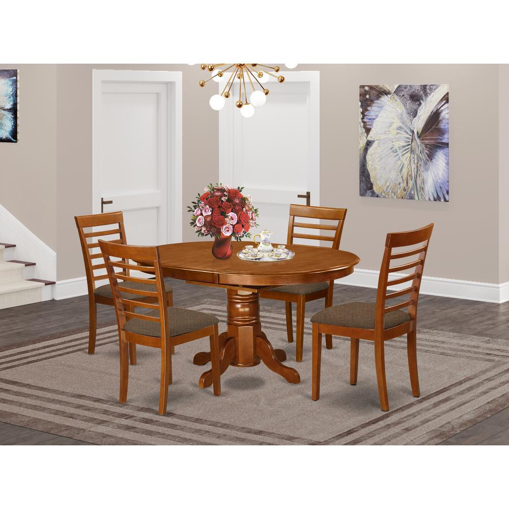 AVML5-SBR-C 5 Pc Dining room set-Oval Dining Table and 4 Dining Chairs. Picture 2
