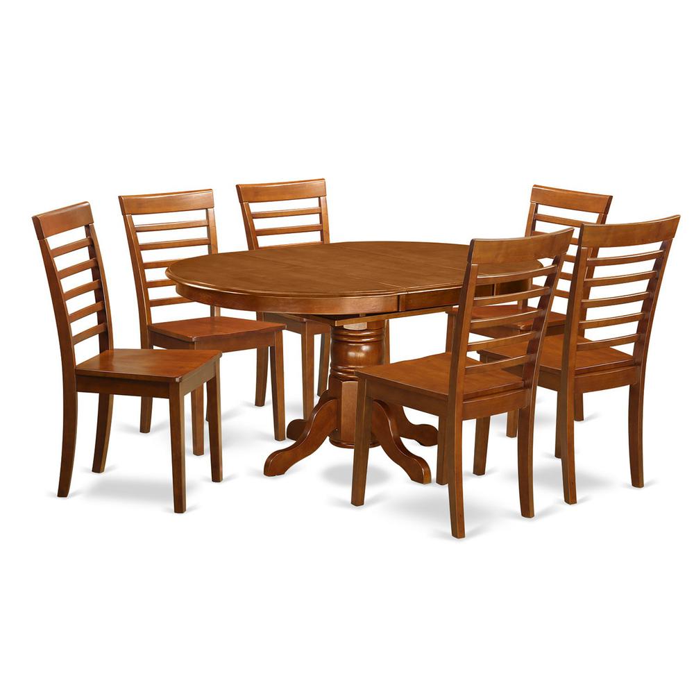 7  PC  Dining  set-Oval  Dining  Table  with  Leaf  and  6  Dining  Chairs. Picture 2