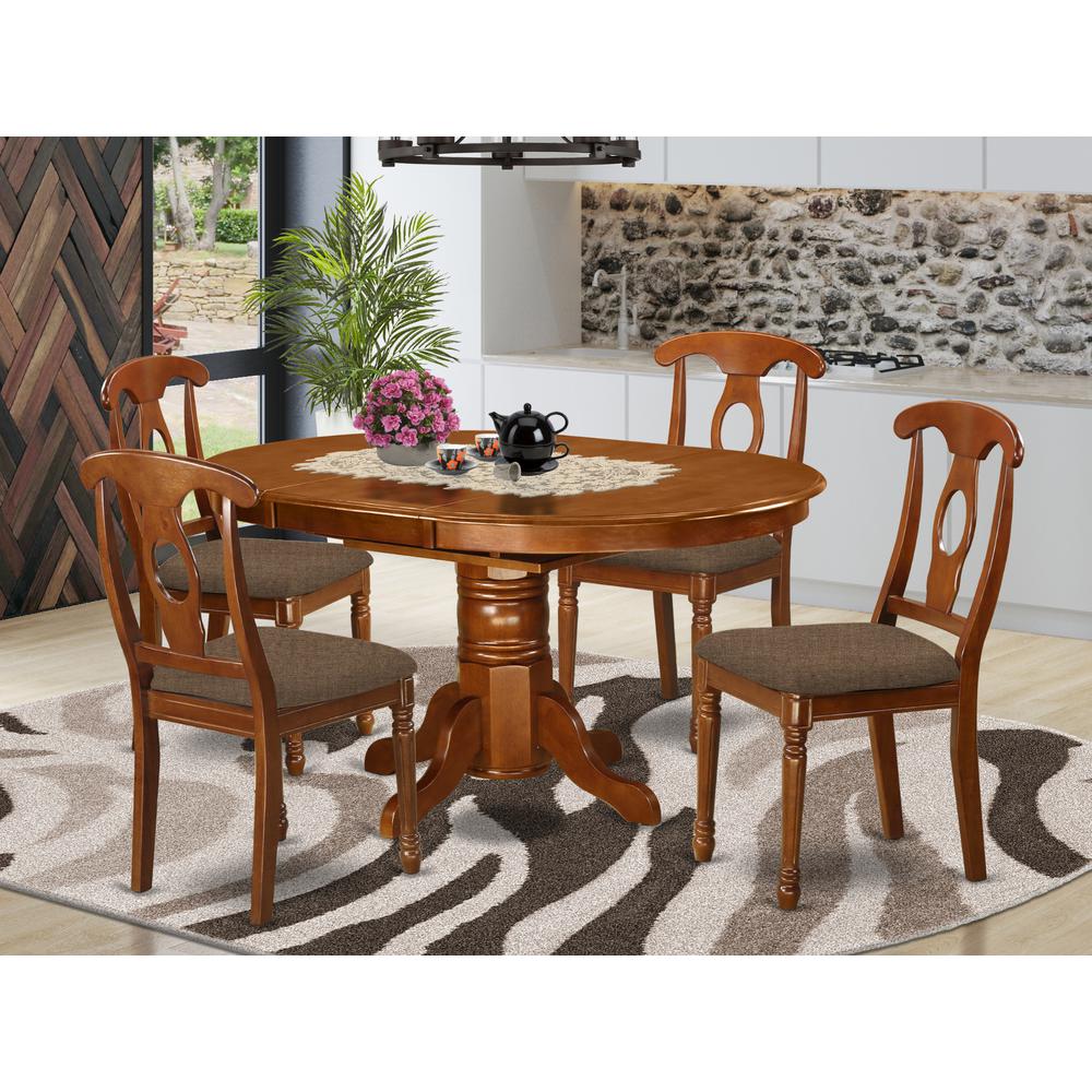 AVNA5-SBR-C 5 Pc Dining set-Dining Table with Leaf and 4 Kitchen Chairs.. Picture 2