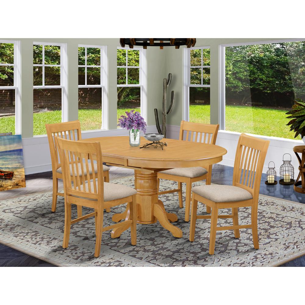 AVNO5-OAK-C 5 PcTable and chair set - Dining Table and 4 dinette Chairs. Picture 2