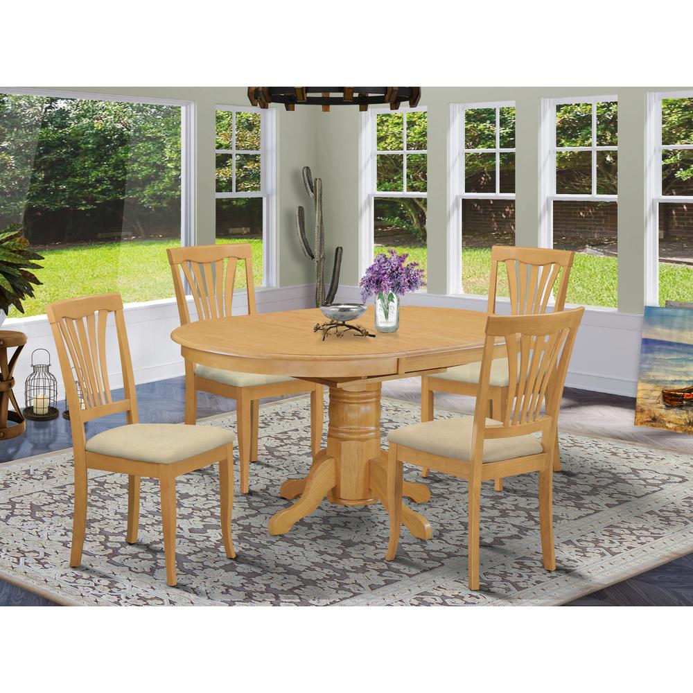 AVON5-OAK-C 5 Pc Dining room set-Oval Dining Table with Leaf and 4 Dining Chairs in Oak. Picture 2