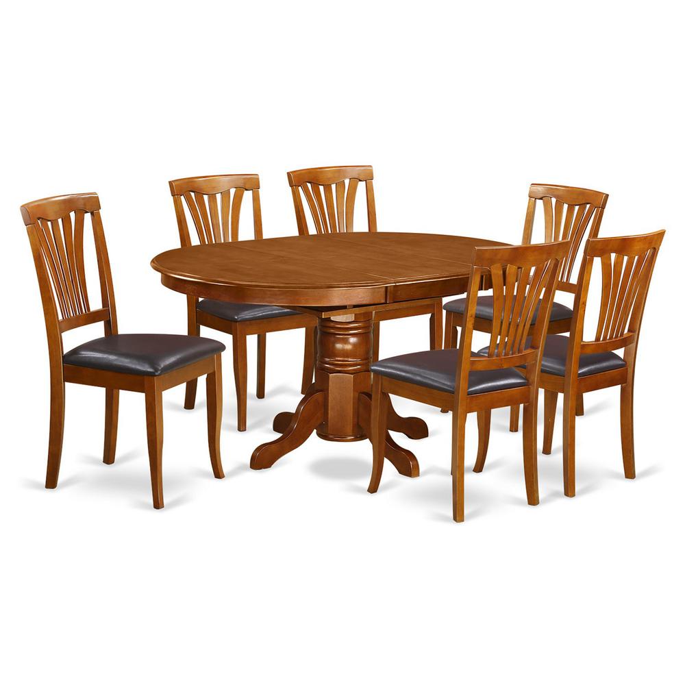 7  PcAvon  Table  with  Leaf  and  6Padded  Leather  Chairs.. Picture 2