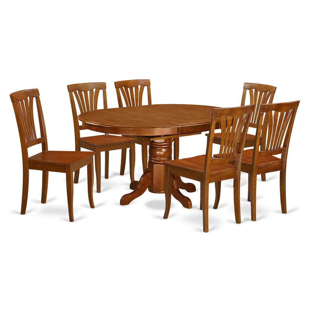 7  Pc  set  Avon  Kitchen  Table  with  Leaf  and  6  Wood  Dinette  Chairs.. Picture 2