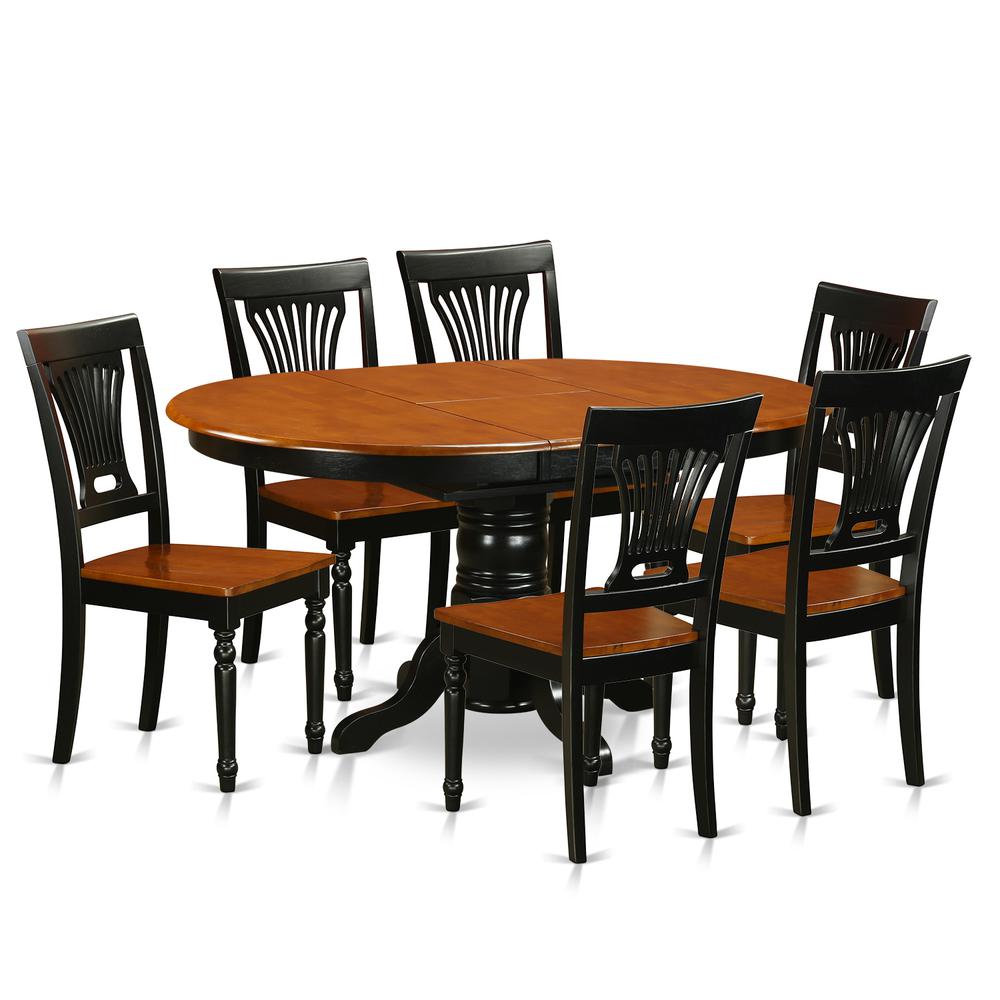 AVPL7-BCH-W Dining set - 7 Pcs with 6 Wooden Chairs. Picture 1