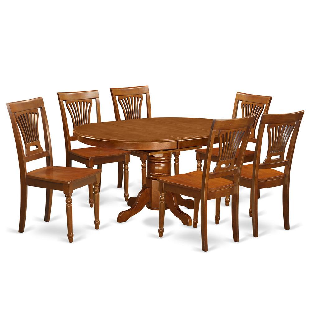 7  Pc  Avon  Dining  Table  with  Leaf  and  6hard  wood  Chairs  in  Saddle  Brown  .. Picture 2