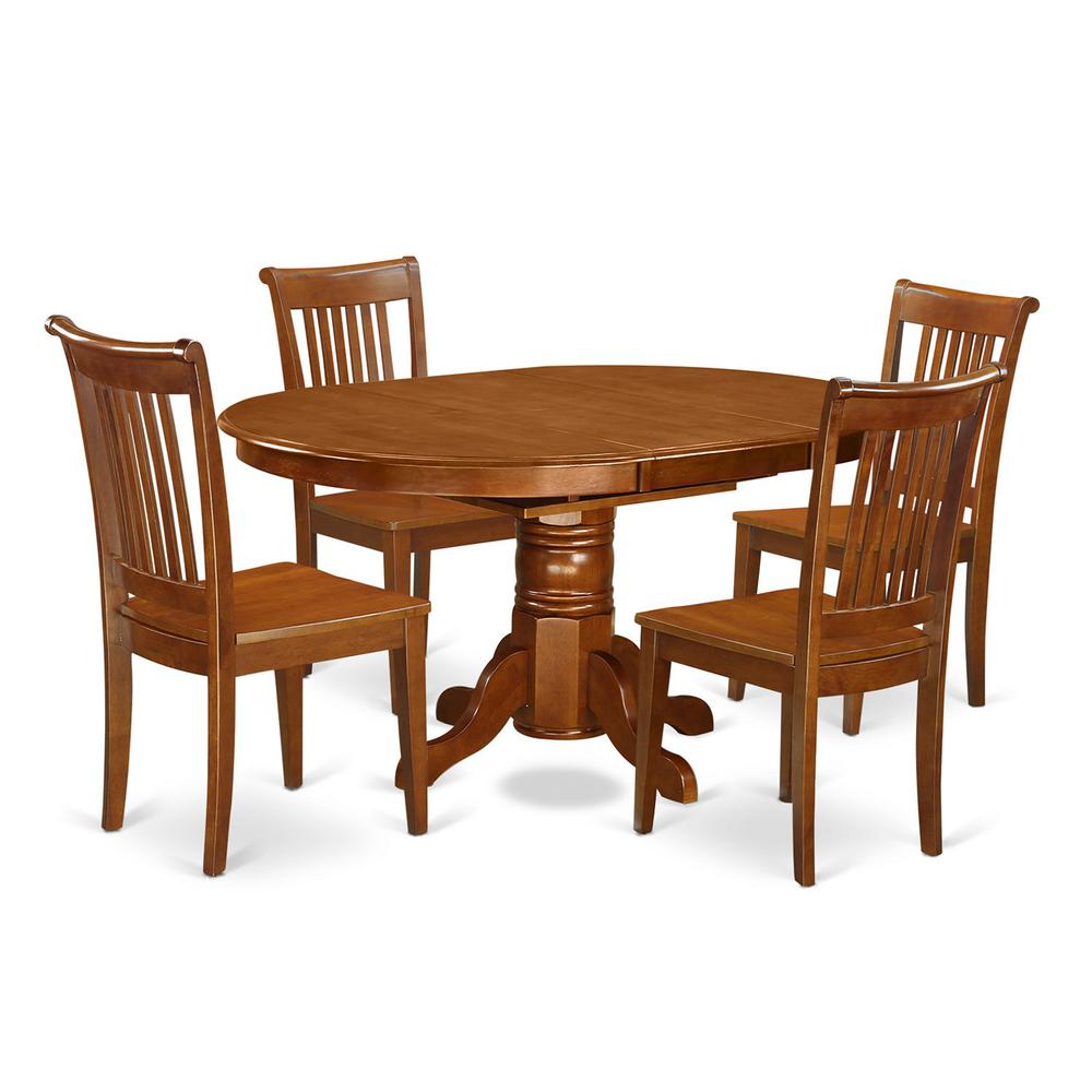 5  Pc  Avon  with  Leaf  and  4  Wood  Chairs  in  Saddle  Brown. Picture 2