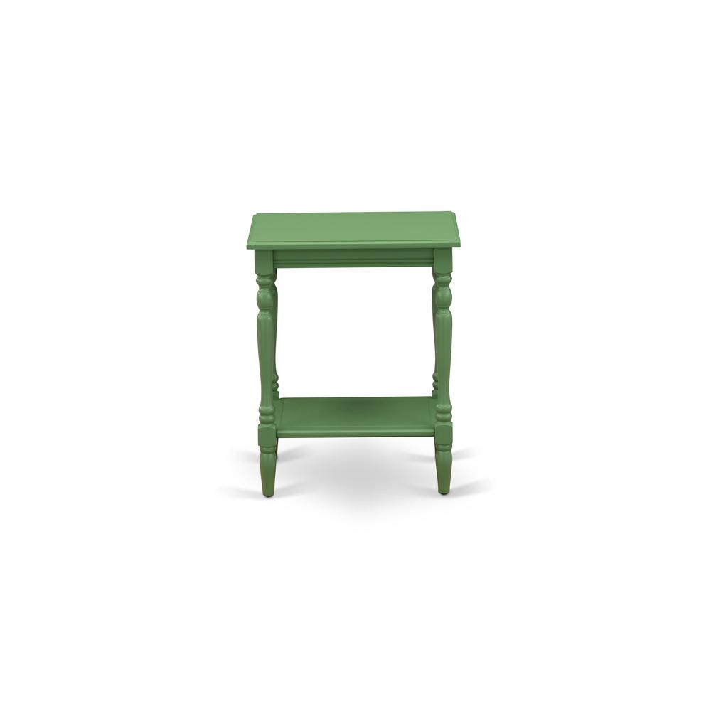 East West Furniture BF-12-ET Night stand with Open Storage Shelf - Mid Century Side Table for Small Spaces, Stable and Sturdy Constructed - Clover Green Finish. Picture 2